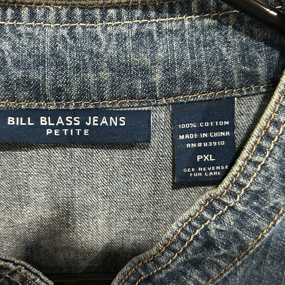 Bill Blass Jeans Denim Button Front Jacket Denim Blue Size XL Petite Classic - Picture 6 of 10